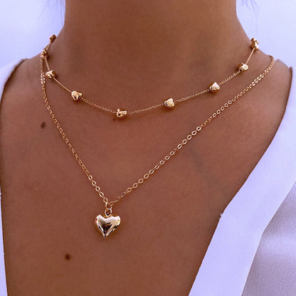 Layered Heart Pendant Necklace