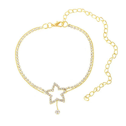Star Heart Rhinestone Anklet