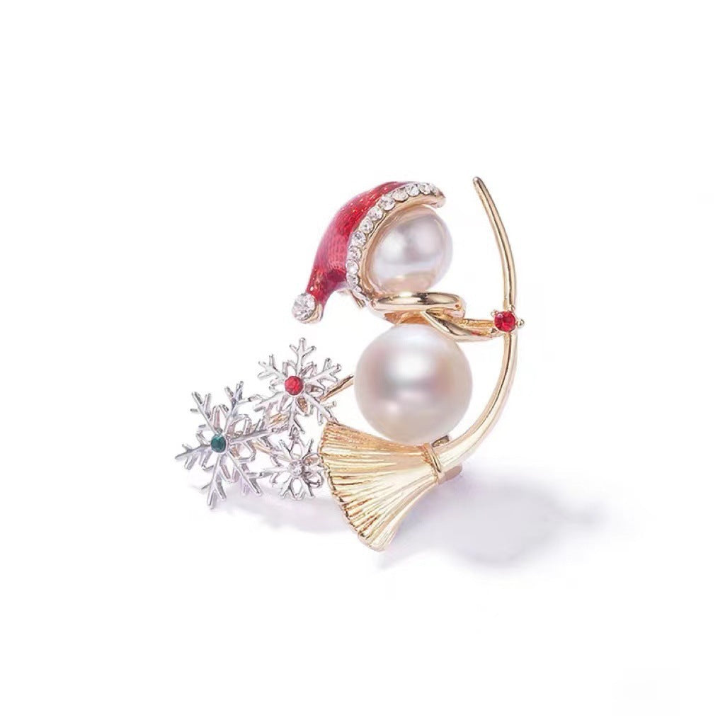 Snowflake Pearl Snowman Earrings