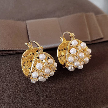 French Pearl Rhinestone Mesh Ear Clip