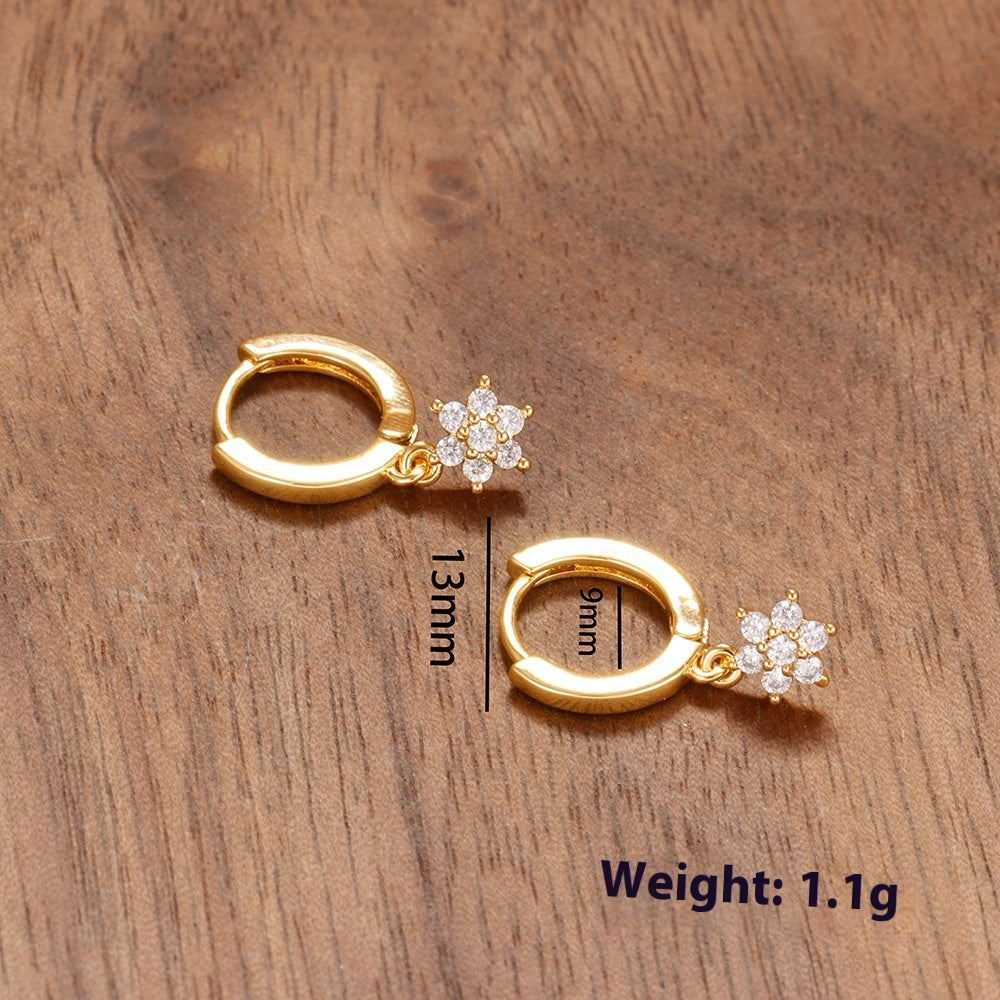 INS Geometric Flower Silver Earrings