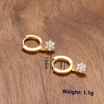 INS Geometric Flower Silver Earrings