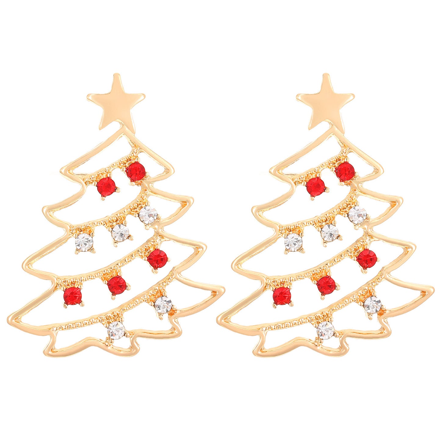 Colorful Zircon Christmas Tree Earrings