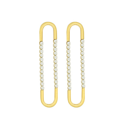 18K Gold U-Shaped Zircon Titanium Steel Earrings