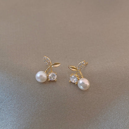 Cherry Pearl Stud Earrings