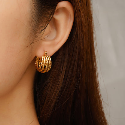 Multi-Layer Patchwork Stainless Steel Earrings