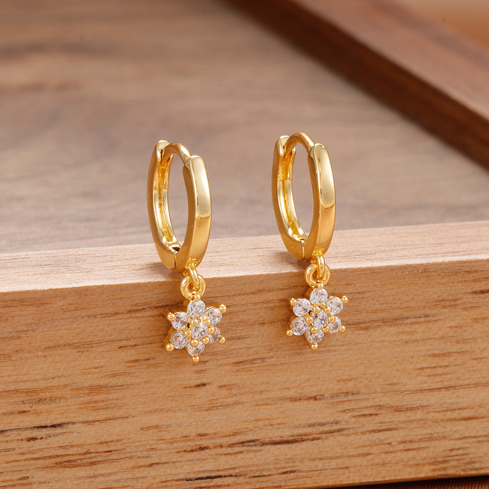 INS Geometric Flower Silver Earrings