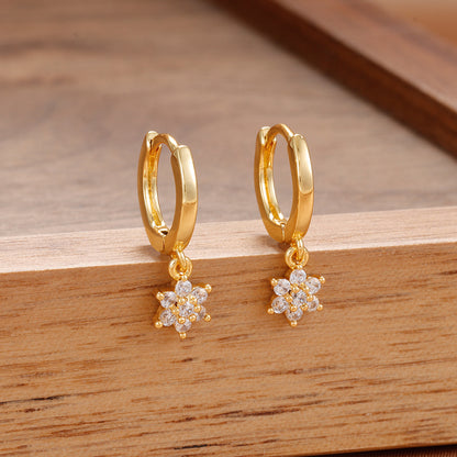 INS Geometric Flower Silver Earrings