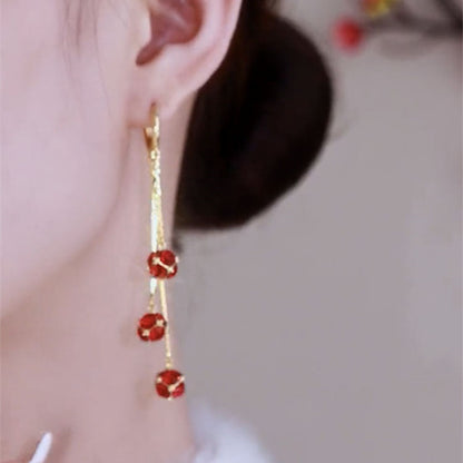 Red Diamond Ball Girl Earrings
